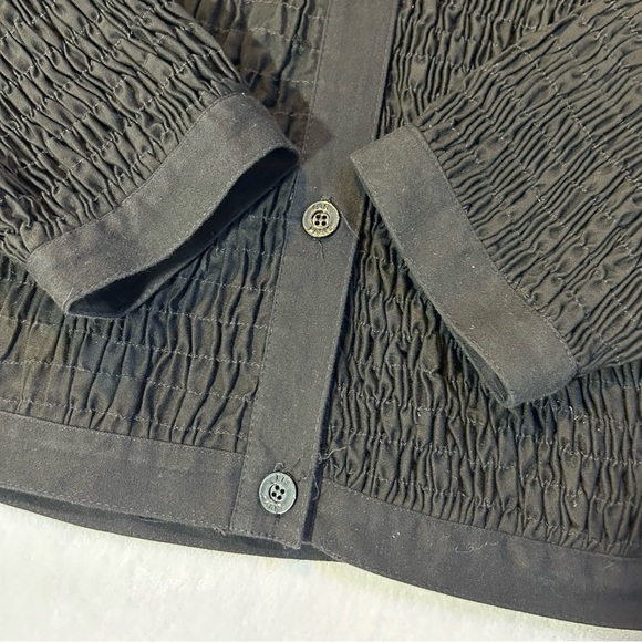 Vintage Bis Bis Gene Ewing Smocked Shirt Jacket Shacket Black Size 12 - Picture 8 of 14